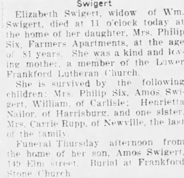 Obituary for Elizabeth Swipert